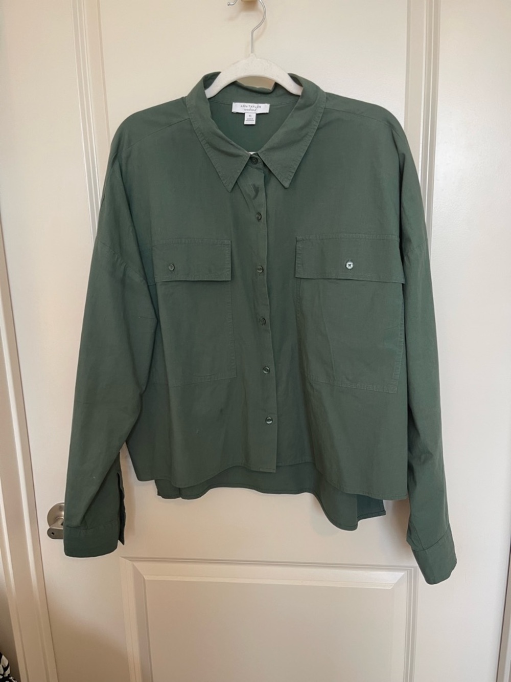 Ann Taylor Weekend Olive Green Button-Down Shirt